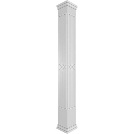 Craftsman Classic Square Non-Tapered Cedar Park Fretwork Column W/ Prairie Capital & Prairie Base